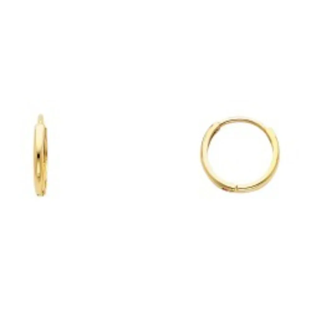 14k Solid Gold Small Plain HOOP Earrings